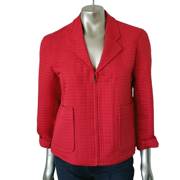 Harve Benard Jackets & Blazers - Harve Benard Red Quilted Zip Front Jacket Sz 12 ☆Like New☆‎